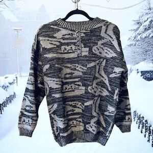 Vintage Abstract Black and Grey Sweater
